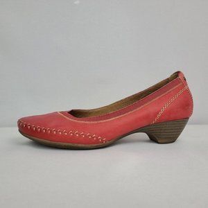 JANA Red Leather Low Heel Shoes Size 7
